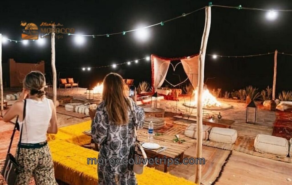 luxury desert camp Agafay Desert near Marrakech High Atlas Mountains Morocco