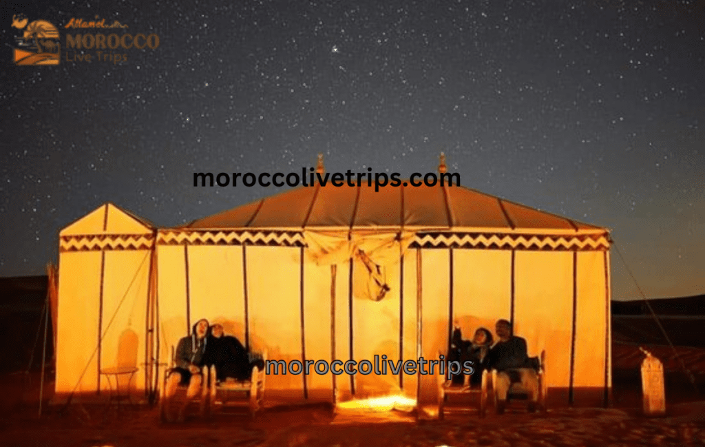 luxury Berber tent private bathroom premium beds Sahara Desert Morocco

