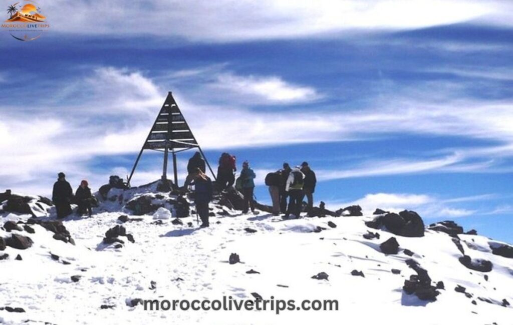 Summit view from Jebel Toubkal 4167 meters highest peak North
Africa - trekking in High Atlas Mountains Morocco
