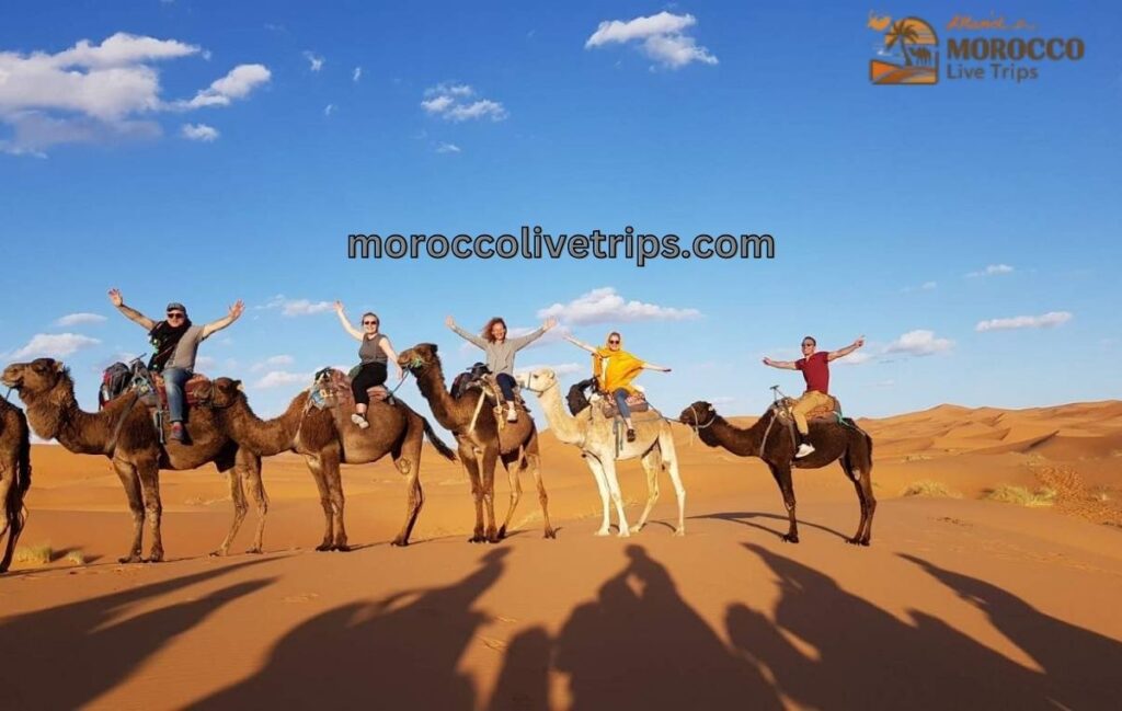 classic Sahara camel ride Erg Chebbi Merzouga Morocco
