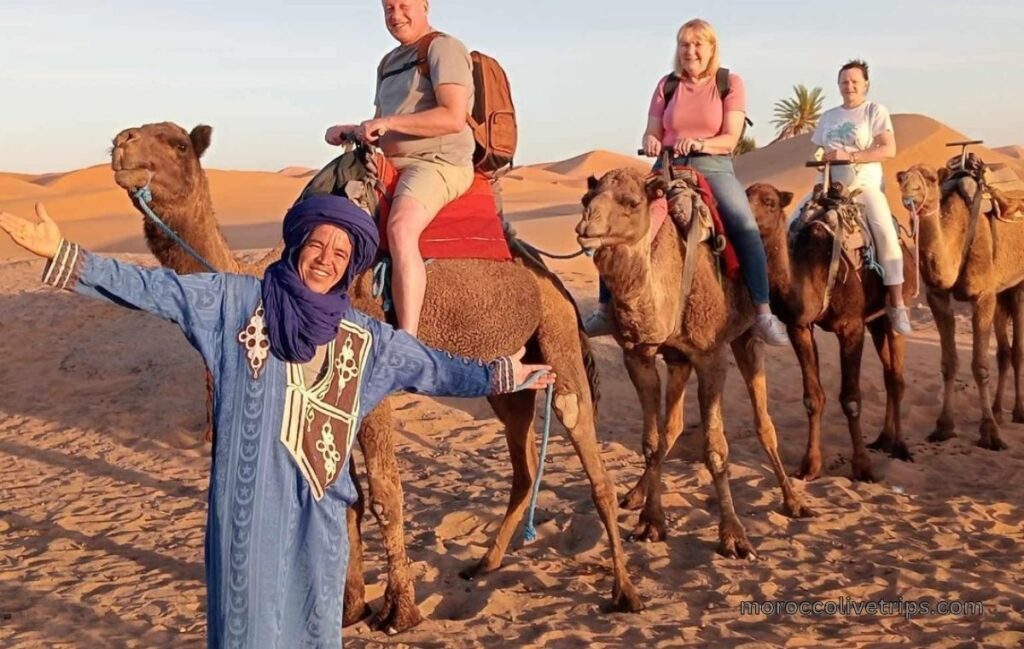 morocco sahara desert tour from uk camel ride at sunset merzouga
