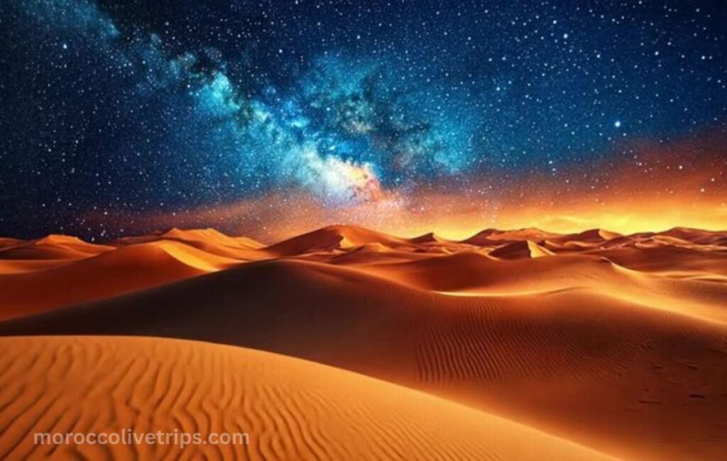 Milky Way over Erg Chebbi dunes Morocco desert night

