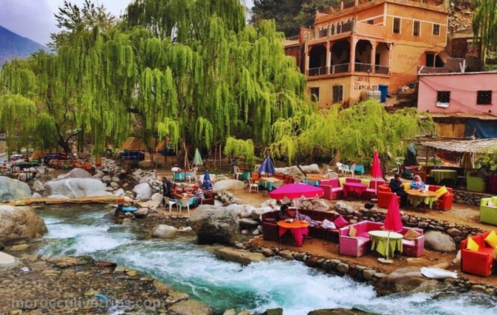 Riverside restaurant Ourika River Morocco